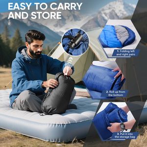 Saco de Dormir Tipo Momia para Adultos, para Acampar al Aire Libre, Transpirable, de Poliéster Azul, Longitud Estándar, Portátil - Product Image 5