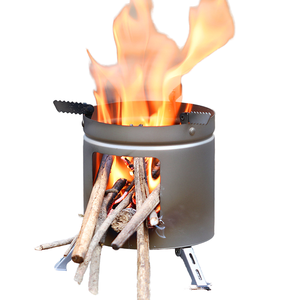 Portable Wood Burning <b>Stove</b> Aluminum Outdoor Camping Cooking <b>Stove</b> with Foldable Legs and Firewood Holder - Product Image 1