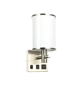 โคมไฟตั้งโต๊ะอะคริลิคสีขาวนวลแบบสองหัว พร้อมช่องเสียบ USB สำหรับโรงแรม บ้านพัก และห้องอ่านหนังสือ - Product Image 4