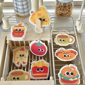 Paños <span class=keywords><strong>de</strong></span> Cocina <span class=keywords><strong>de</strong></span> Pulpa <span class=keywords><strong>de</strong></span> Madera con Dibujos Animados <span class=keywords><strong>de</strong></span> Comida Rápida, Reutilizables, Comprimidos, con Diseño <span class=keywords><strong>de</strong></span> <span class=keywords><strong>Hamburguesa</strong></span>, Papas Fritas y Queso - Product Image 2