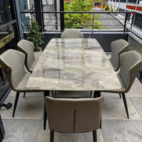 Ensemble de table et de chaises de salle à manger rectangulaire en bois de style nordique, finition brillante, pliable, 6 places, design moderne, pour les petits foyers