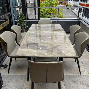 Ensemble de table et de chaises de <span class=keywords><strong>salle</strong></span> à <span class=keywords><strong>manger</strong></span> rectangulaire en bois de style nordique, finition brillante, pliable, <span class=keywords><strong>6</strong></span> places, design moderne, pour les petits foyers - Product Image 2