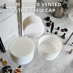 Capuchon à vis en plastique PP nervuré ventilé de 28 mm, anti-fuite, pour bouteilles, usage cosmétique - Product Image 2