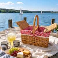 Panier de pique-nique en saule tressé à la main, écologique, style rustique campagnard, panier et boîte de rangement, boîte cadeau créative de remerciement
