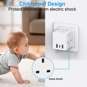 Ukca bs8546 tiêu chuẩn 3 cách 2 Pin Power Adapter plug-anh để EU Cube điện đa tường cắm mở rộng 3 Anh AC ổ cắm - Product Image 5
