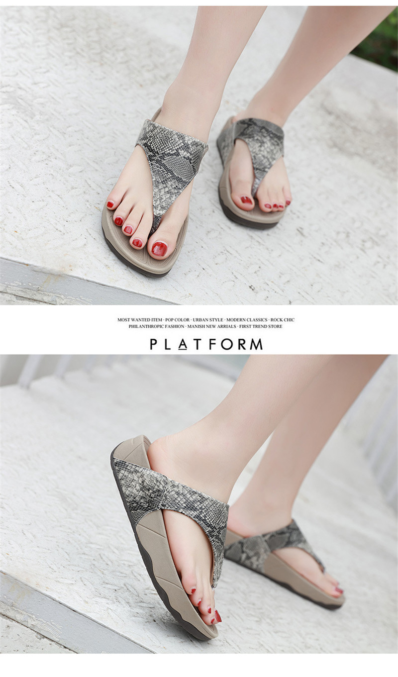 Snakeskin Leopard Print Wedges Flip Flops Slippers Large Size Flip-flop Women's Shoes Wholesale