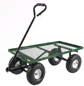 Wagon de pelouse extérieur avec côtés amovibles, chariot de jardin utilitaire en acier avec doublure, capacité robuste de 400 livres, vert - Product Image 5