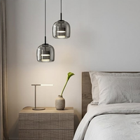 Lámpara Colgante de Techo LED de Vidrio Ámbar Contemporánea, Iluminación Decorativa Minimalista para Sala de Estar
