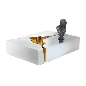 Mesa de <span class=keywords><strong>centro</strong></span> de acero inoxidable con diseño dorado para el hogar, mueble moderno nórdico de lujo con troncos y raíces de árbol para sala de estar - Product Image 1