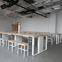Table de conférence modulaire extensible et réglable LIWEI, petite, moderne et écologique, pour bureau et étude, avec chaises en bois, 10 places, carrée