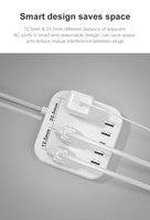 Rallonge électrique à 3 prises CA avec protection contre les surcharges, multiprise universelle USB, bloc multiprise USA