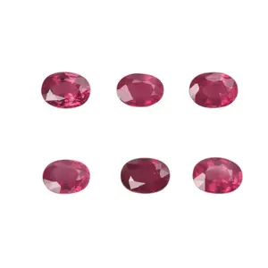 Batu Permata Oval Afrika Asli Ruby Sempurna 4X3Mm Perhiasan Batu Permata Longgar Batu Merah Juli