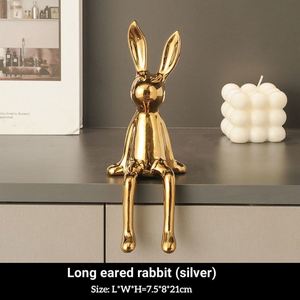 European Long Earrs Rabbit Bear Sculpture Art Decoration Minimalist Design Exhibition Hall Wine <b>Cabinet</b> Handicraft Ornament - Product Image 6