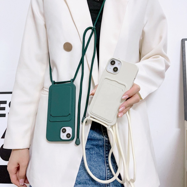 New Silicone Phone case Card Holder with Crossbody Lanyard Strap Cover for iphone 16 16 Pro 16 Pro Max 17 17 Pro