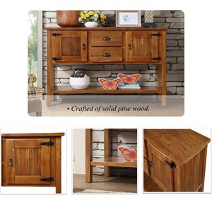 Console de salle à manger en bois massif de 48'' avec 2 tiroirs, armoires et étagère inférieure, style rétro - Product Image 6