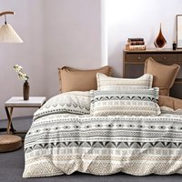 Parure de lit bohème à imprimé géométrique, housse de couette ethnique rayée, douce et résistante, pour toutes les saisons, textile de maison pour chambre à coucher