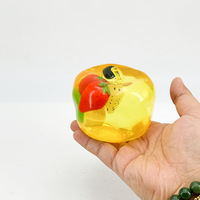 Jouet anti-stress en forme de pomme, coque transparente en TPR, rempli d'huile de coco avec tranches de fruits flottantes, jouet sensoriel pour enfant, cadeau pour fête d'enfants