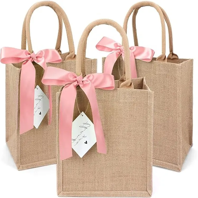 Fashion Wholesale new fabric custom large burlap jute tote bags with custom printed logo