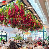 Décoration de mariage, guirlande de glycine blanche, fleurs artificielles de cerisier, panneau mural, fleurs suspendues au plafond, décoration