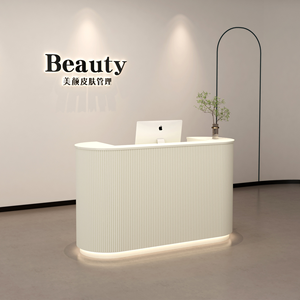 HT White Curved Small Clinic Reception Desk High Quality Small Front Desk for Retail Beauty salon reception desk - Product Image 6