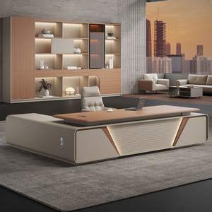 Set kursi meja kantor eksekutif Modern desain manajer presiden Panel kayu kelas atas - Product Image 5