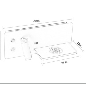 Hiện đại đơn giản LED hợp kim nhôm đọc Tường Đèn USB không dây điện thoại di động sạc Đèn tường cạnh giường ngủ - Product Image 5