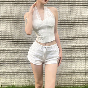 Débardeur sexy à col halter et baleines, couleur unie, pour femme - Collection été - Product Image 3