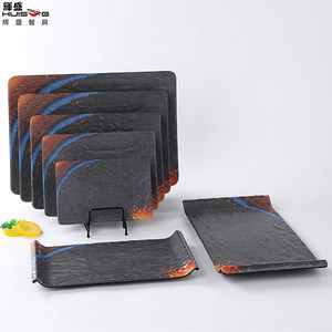 Creative <b>melamine</b> <b>plate</b>, flat <b>plate</b>, imitation porcelain, commercial barbecue <b>plate</b>, hot pot restaurant beef <b>plate</b>, tableware - Product Image 2