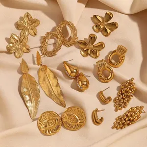New Jewelry Women Gold Plated Geometric Earrings Wholesale Bulk Tarnish Free Jewelry 316L Stainless Steel Ear Rings For Women