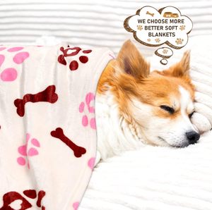 <span class=keywords><strong>Couverture</strong></span> personnalisée imprimée en usine, douce et moelleuse, en polaire et flanelle de qualité supérieure, pour animaux de compagnie, chiots et chats, motif patte. - Product Image 4