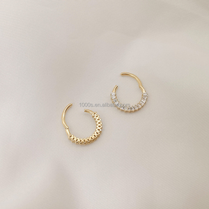 AU585 <strong>14K</strong> Solid Yellow Gold Jewelry Zircon <strong>Nose</strong> Ring Piercing Jewelry for Women and Men - Product Image 5