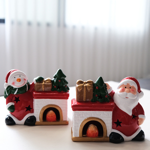 Vente en gros pot de bougie en céramique pour le père Noël unique bonhomme de neige ornements de père Noël <span class=keywords><strong>bougeoir</strong></span> - Product Image 2