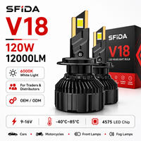 Ampoule de phare LED SFIDA V18 super lumineuse H4 12V, nouvelle, 120W, 12000LM, 6000K, compatible universel, conversion d'éclairage automobile