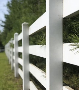 Clôture pour chevaux en PVC <span class=keywords><strong>blanc</strong></span> à 3 rails, revêtement poudré, 6,5 pieds, facile à assembler pour ferme et ranch - Product Image 1