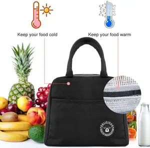 Bolsa cooler personalizada de alumínio para almoço, portátil, elegante, 4 cores, folha de alumínio, oxford