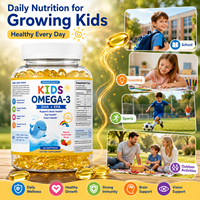 Cápsulas Blandas de Omega 3 DHA EPA para Niños, Marca Privada OEM, Suplemento de Aceite de Pescado para Niños, Apoyo al Desarrollo Cerebral, 60 Unidades