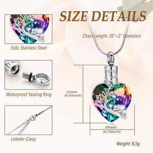 قلادة على شكل قلب و جرة للرماد للنساء والرجال قلادة تذكارية من رماد الفيل - Product Image 5