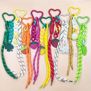 Nuova catena acrilica a corda fatta a mano con portachiavi colorato fragola limone trifoglio portachiavi arancione Charm - Product Image 1