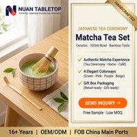 Service à thé en céramique de luxe, style nordique, avec fouet à matcha en relief 3D, bol en porcelaine de 520 ml et coffret cadeau