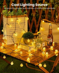 Guirlandes lumineuses solaires LED IP67 étanches pour extérieur, globe en cristal, lumières de patio, jardin, cour, porche, décoration de mariage et de fête - Product Image 4