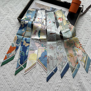 Sciarpa da Joker stampata con nastro di seta all'ingrosso da 86*5cm paradiso 100% con bordo gelso <span class=keywords><strong>Vintage</strong></span> stile estivo piccola sciarpa lunga stretta - Product Image 1