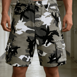 Fabricant de vêtements Ouna, shorts camouflage sur mesure, surdimensionnés, multi-poches, baggy, shorts cargo camouflage pour hommes avec rivets - Product Image 2
