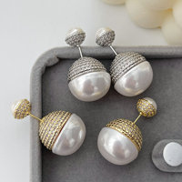 Nouvelles Boucles d'Oreilles Perles Micro-Pavées Luxe Élégance Intemporelle Bijoux de Mode Accessoires Vente en Gros