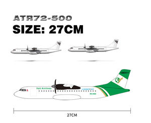 Pour <span class=keywords><strong>Yeti</strong></span> Airlines modèle d'avion ATR72-500 1/100 échelle résine décoration de bureau hélice équipée 27cm artisanat en plastique - Product Image 4