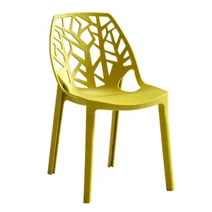 Chaise pour nouveau-né, décor scandinave, moderne, sans accoudoirs, en plastique, pour café, à dossier ajouré