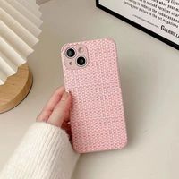 Coque de téléphone portable à motif mignon en gros pour iPhone 17 Pro Max, coque de téléphone texturée tissée pour iPhone 15 14 13 12 11 Series