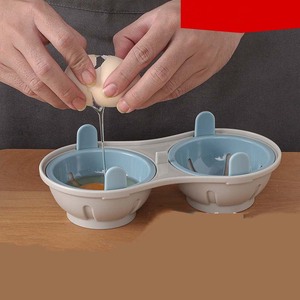 Utensilios de Cocina, Separador de Claras y Yemas de Huevo de Plástico de <span class=keywords><strong>Doble</strong></span> Capacidad, Vaporera, Cocedor para Microondas con Tapa - Product Image 1