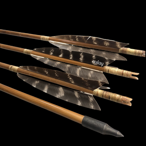 Auto-nock tiro con l'arco frecce di bambù con spirale strisce di piume di tacchino e colonna vertebrale numero su alberi - Product Image 4