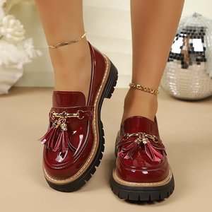 Mocassini Neri Casual Personalizzabili con Logo, Scarpe Slip-on da <span class=keywords><strong>Donna</strong></span> con <span class=keywords><strong>Tacco</strong></span> Grosso e Punta Tonda, Modello Penny Loafer Imbottito - Product Image 1