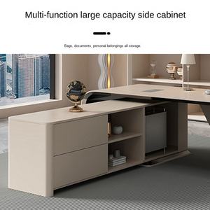 Modularer, moderner Chefschreibtisch mit Schubladen und Stauraum, Tischplatte aus Kiefernholz - Product Image 3